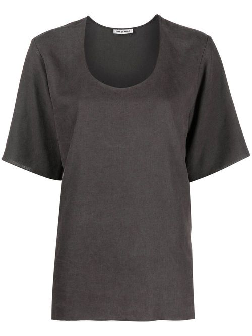 Scoop-neck short-sleeve T-shirt - Grey
