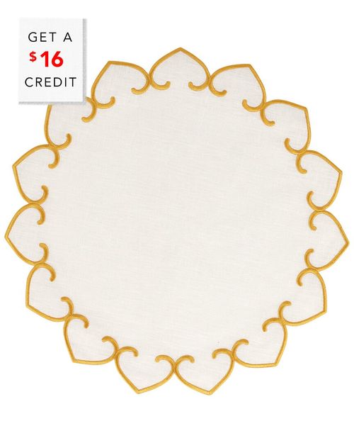 Tessuti White Round Placemats With Gold Stitching With $16 Credit