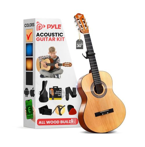 "30"" 6-String Classical Acoustic Guitar for Beginners & Adults with Accessory Kit, Natural Finish - Light brown"
