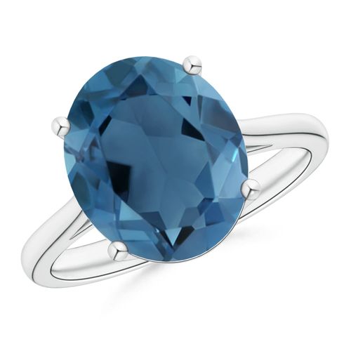 Angara 5.6 Carats Oval Solitaire London Blue Topaz Cocktail Ring in Platinum