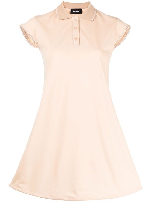 Contrasting-trim flared cotton dress - Brown