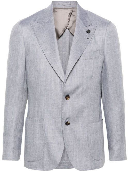 Brooch-detail blazer - Grey