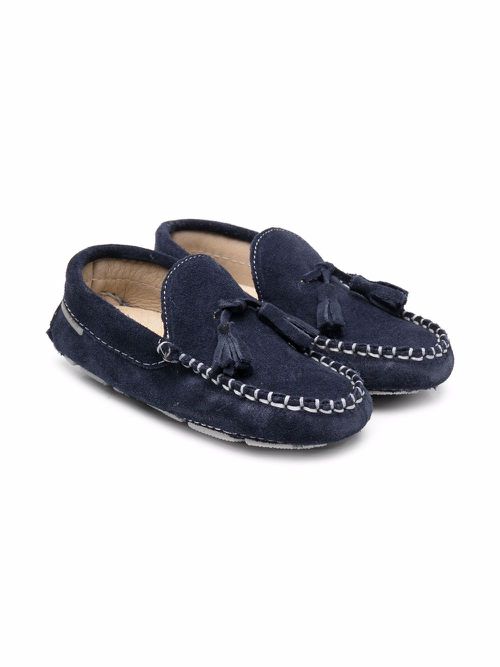 Suede tassel-detail loafers - Blue
