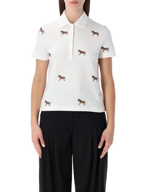 Horse-embroidered Short Sleeve Polo Shirt