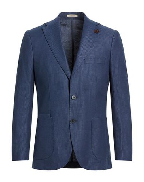 Man Blazer Blue Size 42 Polyester, Linen, Cotton, Viscose, Elastane
