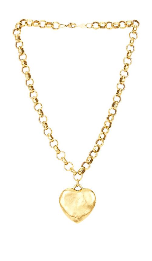 BRACHA Puffy Heart Necklace in Metallic Gold