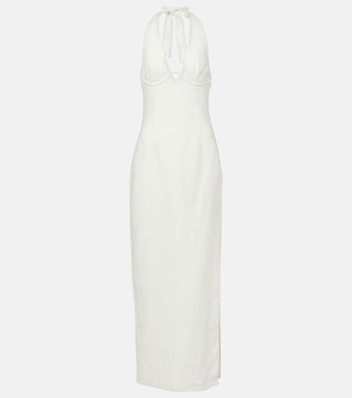 Violet halterneck linen maxi dress