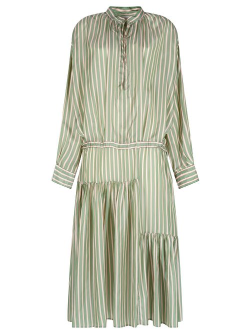 Denvo Striped Long Dress With Drawstring Waist
