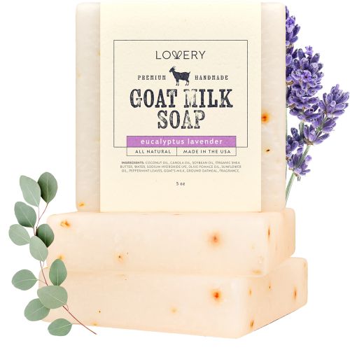 Handmade Goat Milk Soap Bar With Organic Shea Butter - Eucalyptus Lavender Scent