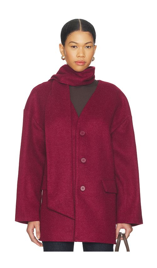 ALL THE WAYS Stevie Scarf Coat in Burgundy. L. Also in M, S, XL