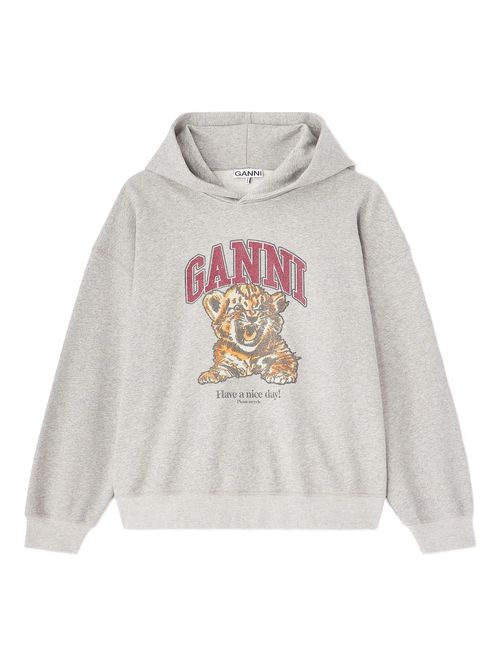G hooded sweatshirt with tiger logo print and ribbed cuffs