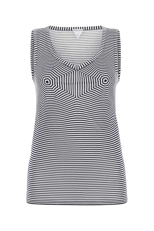 Geometric Striped Viscose Tank Top — Black