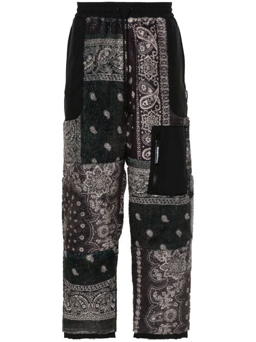 Bandana-print fleece track pants - Black