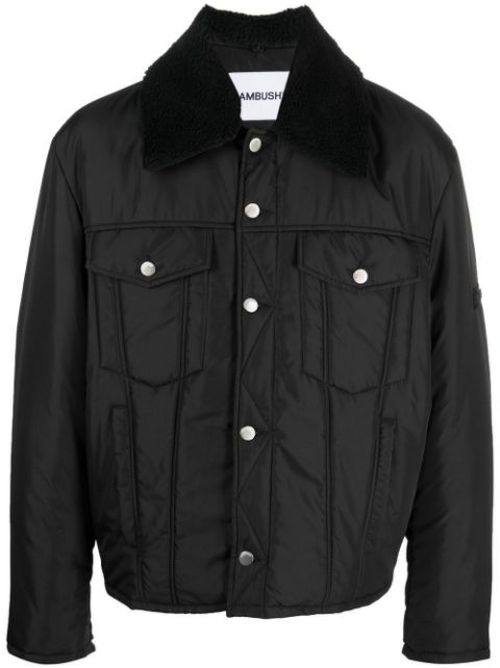 Logo-embossed padded short jacket