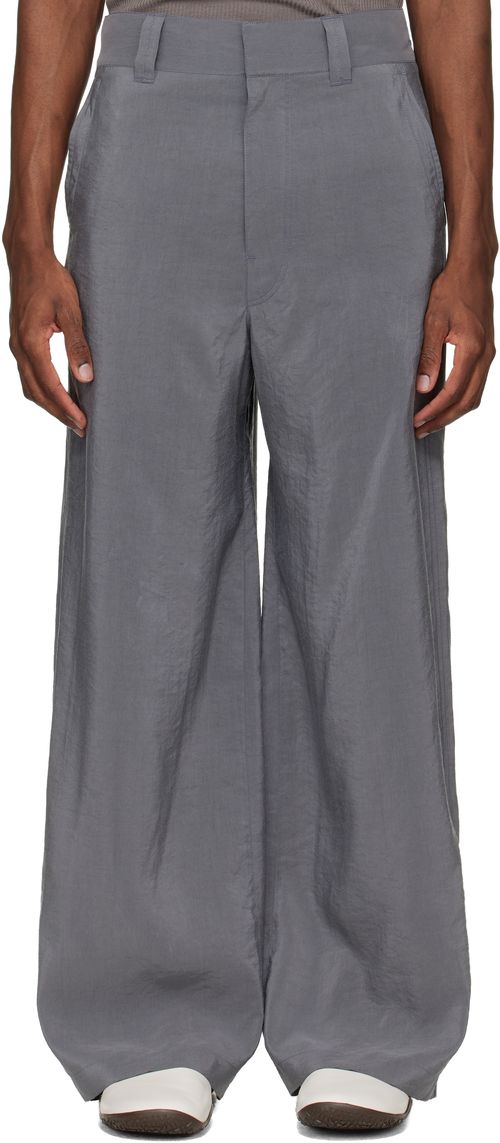 Gray Straight Tailored Trousers