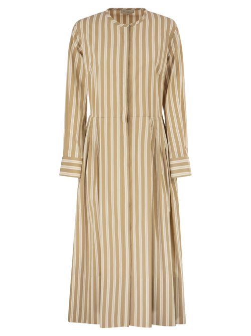 Antonelli Firenze Striped Cotton Midi Dress With Tailored Pleat