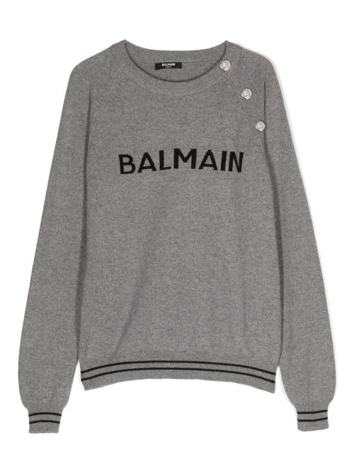 Intarsia-knit logo jumper - Grey