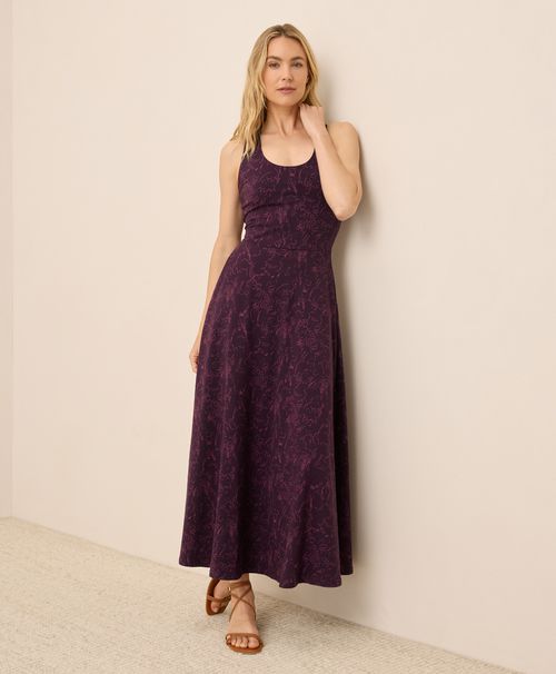 Women's Garden Sketches Fit & Flare Open Back Maxi Dre
