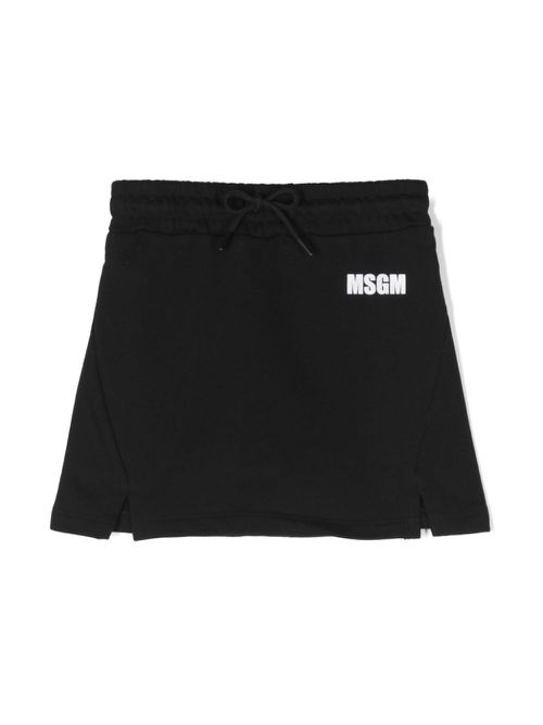 Logo-print cotton skirt - Black