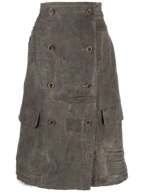 Oversized distressed double-breasted top - Grey