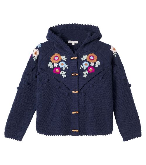 Floral embroidered knitted jacket