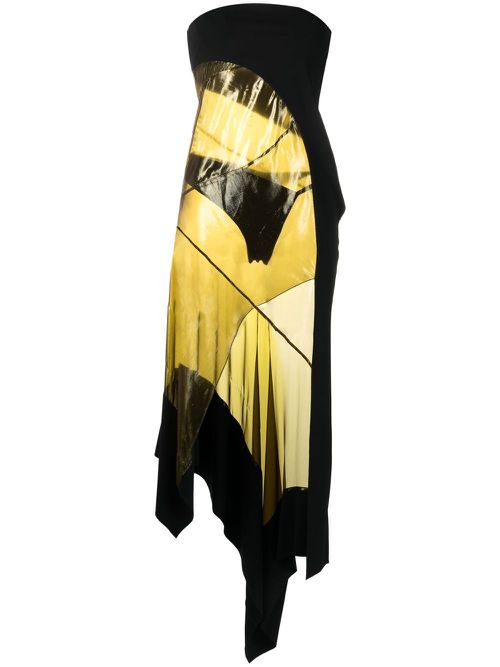 Transparent-panel asymmetric dress - Black