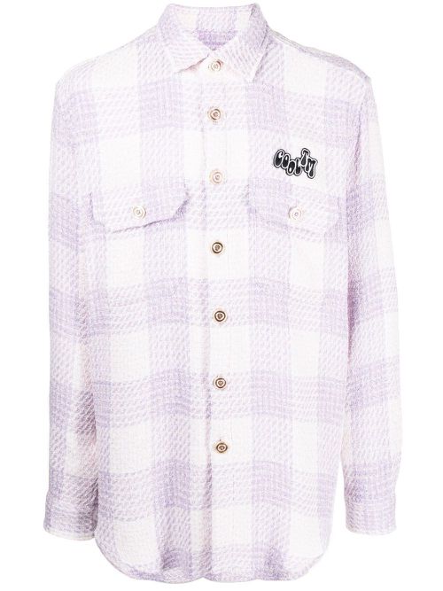 Oversized tweed check shirt - Purple