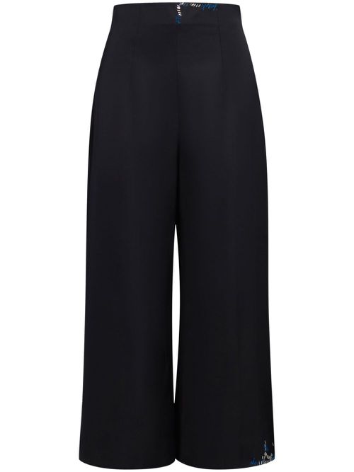 Decorative-stitching cropped trousers - Blue