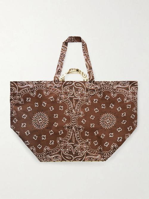 Bandana-print Cotton Tote - Brown