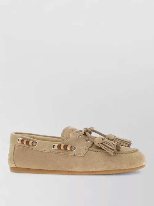Miu Miu - suede leather lace-up boat shoe