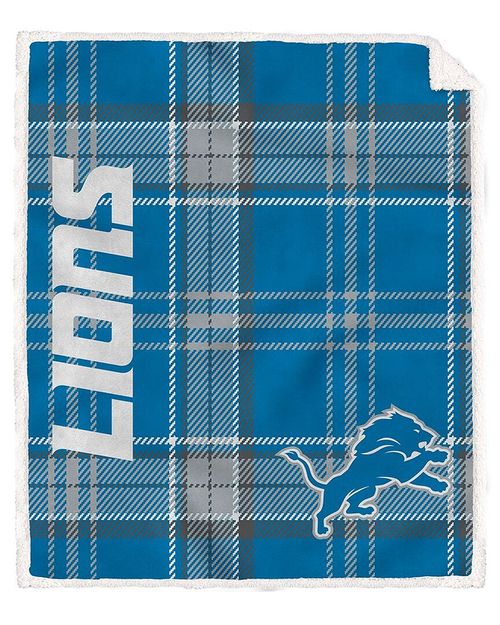 Detroit Lions Nfl Team Classic Plaid Sherpa Throw