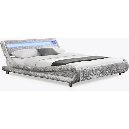 Galaxy LED Velvet Silver King Bed