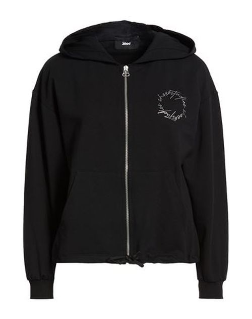 Woman Sweatshirt Black Size L Cotton, Elastane