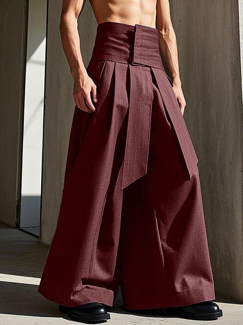 Mens Loose-Fit High-Waist Wide-Leg Pant SKUK97753 - Wine Red / S