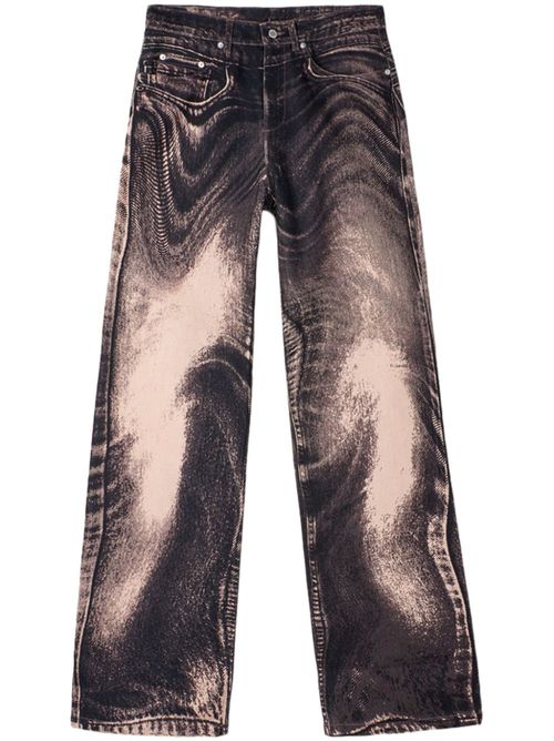 Melting-effect mid-rise straight-leg jeans - Pink
