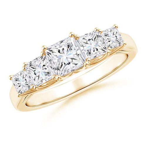 Angara 0.52 Carat Graduated Princess-Cut Trellis Diamond Five Stone Ring in 14K Yellow Gold