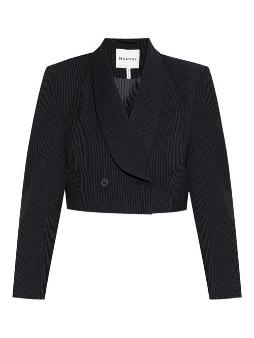 Pinstripe cropped blazer - Black