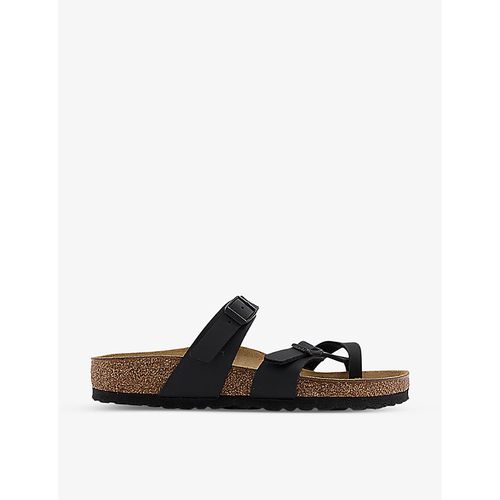 Womens Black Mayari Cross-strap Faux-leather Sandals