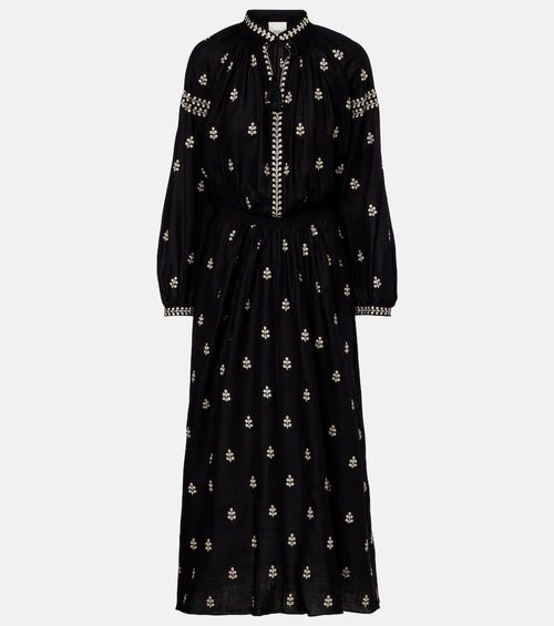 Rodilia embroidered silk maxi dress