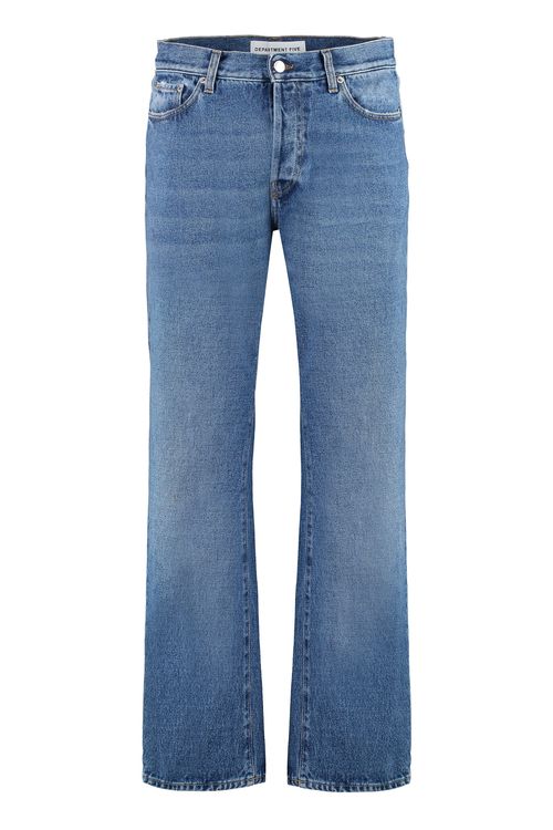 Men's 5-Pocket Straight-Leg Jeans with Contrast Stitching