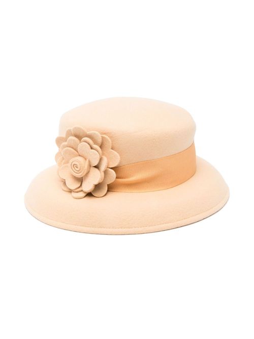 Floral-appliqué hat - Yellow