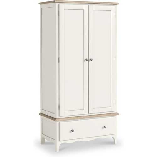 Celine Coconut White Double Wardrobe with Storage Drawer | Roseland