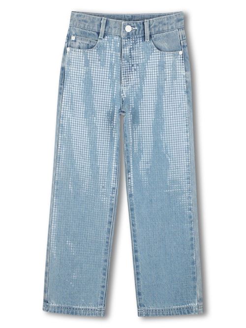 Sequin-embellished cotton jeans - Blue