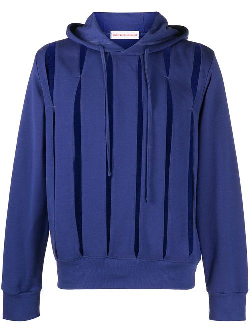 Slit drawstring hoodie - Blue