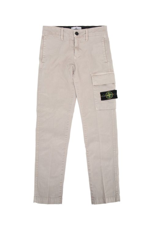 Multi-Pocket Cotton Twill Cargo Pants — Beige