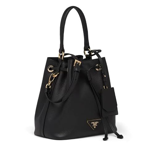 Prada Bucket Saffiano Black Leather Bag