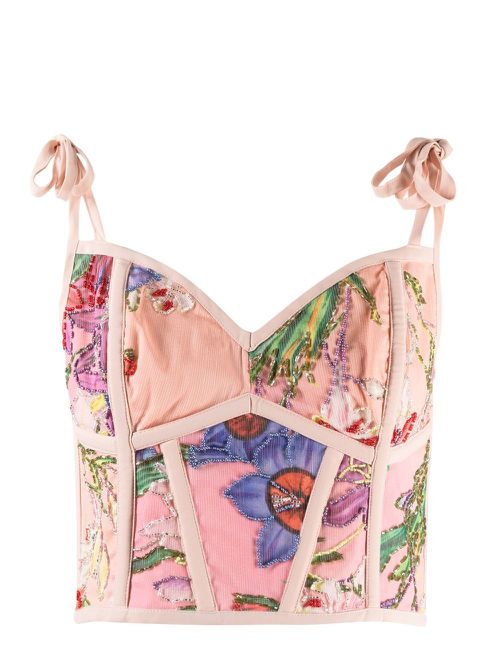 Iris bead-embellished beach top - Pink