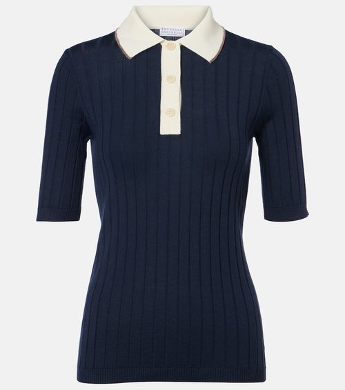 Embellished wool and cashmere polo sweater
