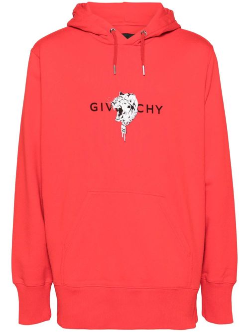 Tiger print hoodie - Red