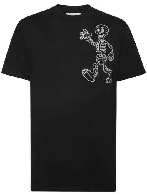 Skeleton-print cotton T-shirt - Black